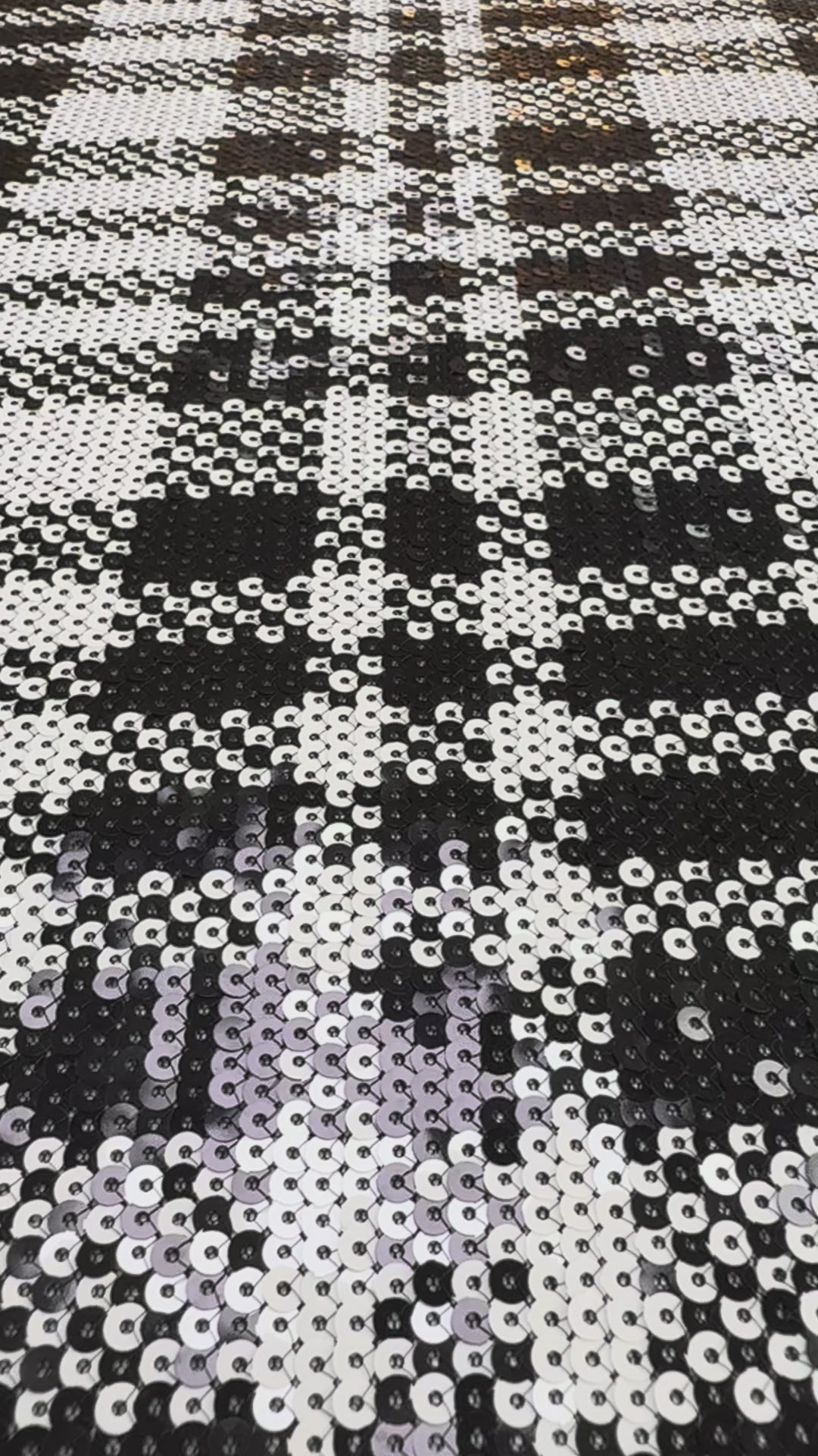 Italian Black and White Dual-Tone Sequin Fabric for Haute Couture (1 Piece = 3 Meter)