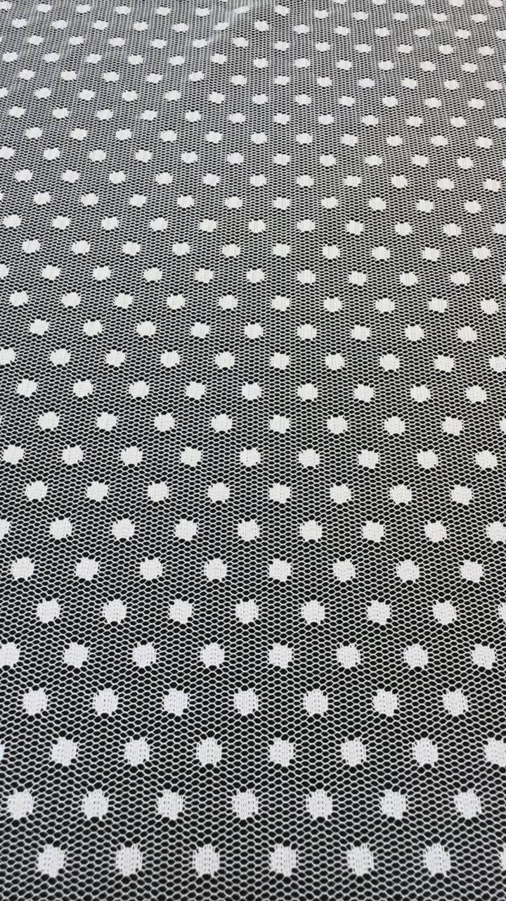 Luxury White Swiss Dot Tulle Fabric – Polka Dot Bridal Net ( 1 Piece = 3 Meter)