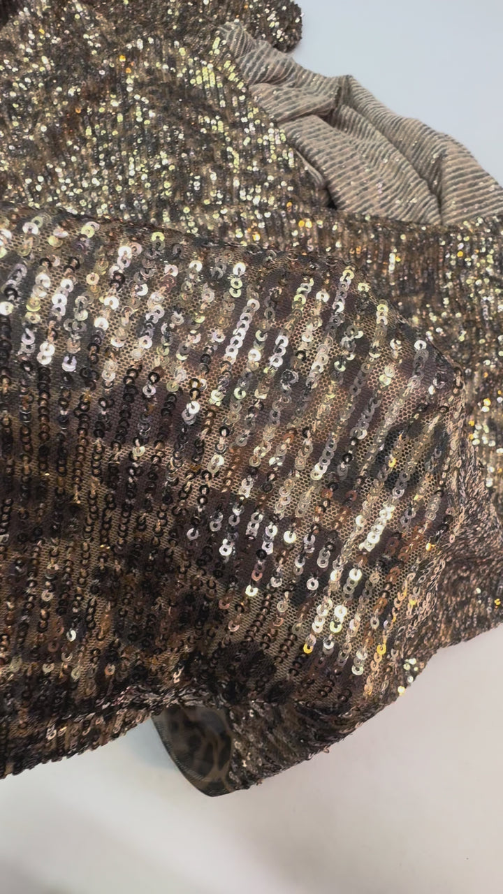 Black and Bronze Sequin Fabric